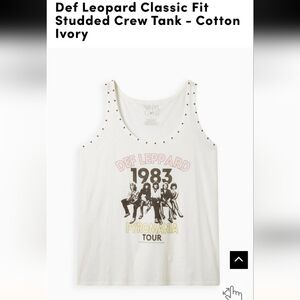 Torrid Def Leopard Studded Crew Tank Cotton Ivory, band tee 80s glam rock Sz 5x